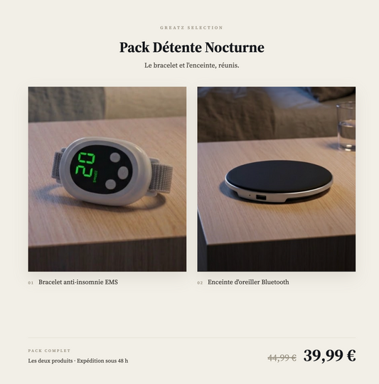 Pack Détente Nocturne — Bracelet EMS & Enceinte d'Oreiller