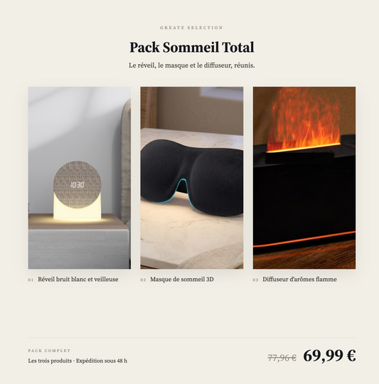 Pack Sommeil Total — Réveil, Masque & Diffuseur